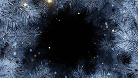 New year and Christmas 2026, 2025. Background. Frozen of  Christmas tree branches with gold and white snowflakes. 4K 3D loop animation. More in my collections. - Powered by Shutterstock - Get 15% off with code: PIKWIZARD15