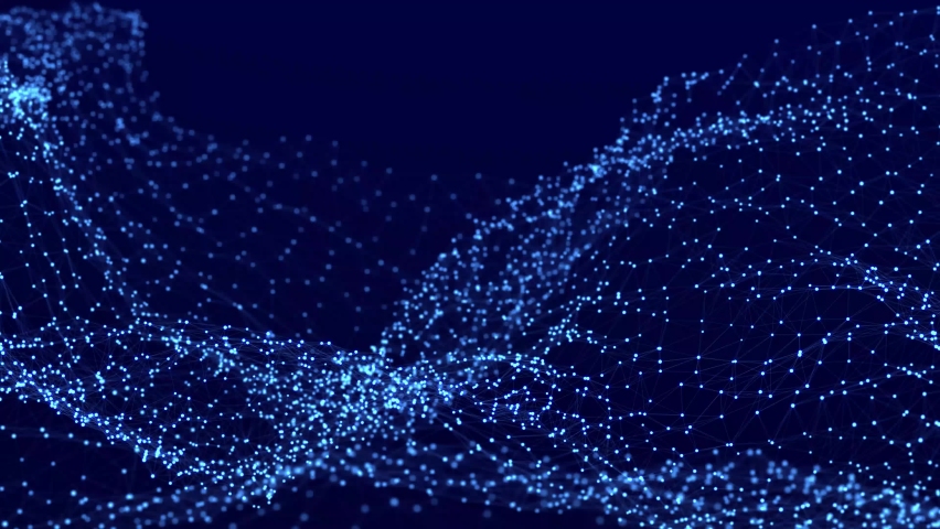 Data technology illustration. Abstract wave with connecting dots and lines. Digital background. 3d rendering. Seamless loop. Royalty-Free Stock Footage #1060260518