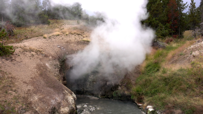 Long shot of steam cloud rising from Dragon