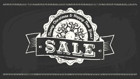 big sale announcement for christmas and new years holidays with white chalk graphic ove black background - Powered by Shutterstock - Get 15% off with code: PIKWIZARD15