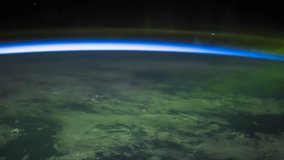 ISS Time-lapse Video of Earth seen from the International Space Station with dark sky and Aurora Borealis at night over Alberta to Quebec Canada, Time Lapse Full HD. Images courtesy of NASA.
