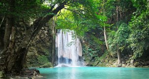 Majestic and beautiful waterfall in tropical forest