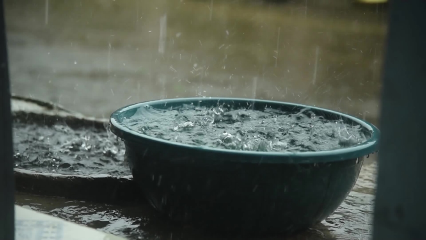 Rain water storage in plastic drum . | Shutterstock HD Video #1060273385