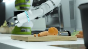 The robot hand is making lunch.