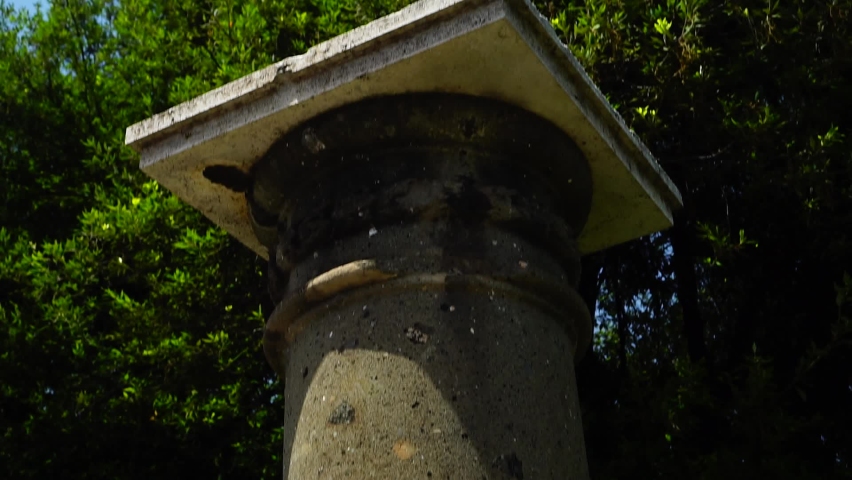 Ancient engraving in marble on column with the writing in Italian VIA DEL CIRCO MASSIMO near the homonymous circus of ancient Rome