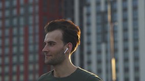 The handsome man is running in the morning. slow motion. - Powered by Shutterstock - Get 15% off with code: PIKWIZARD15