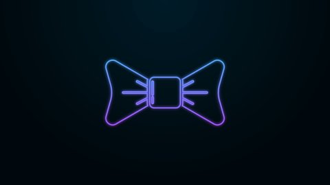 Glowing neon line Bow tie icon isolated on black background. 4K Video motion graphic animation