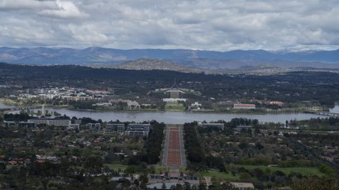 spring morning timelapse of canberra from mt ainslie lookout in the australian capital territory of australia