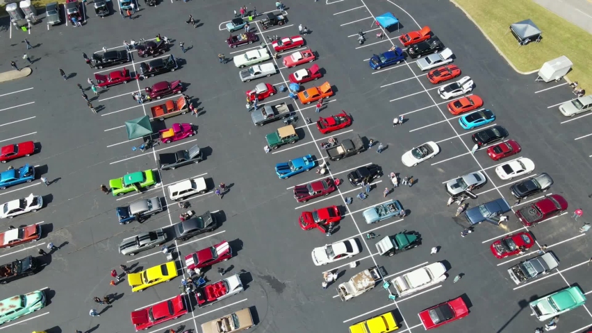 Car show asteroid shot in parking lot
