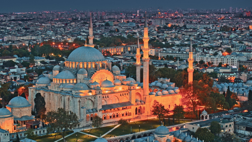 Building of Suleymaniye Mosque in city of Istanbul, Turkey