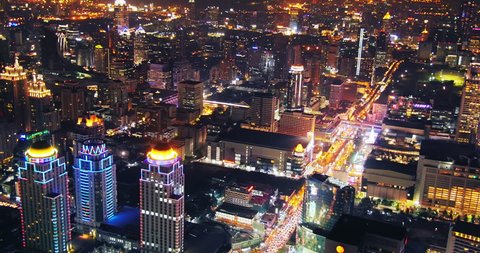 Aerial view of Bangkok at night