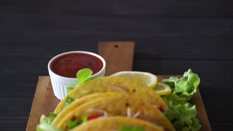 tacos with meat and vegetables - Mexican food style