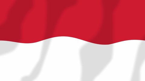 Indonesia flag waving in the wind with high quality texture in 4K. National Flag of Indonesia