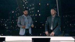 In the Near Future: Professional Designer in Suit Working on Architecture Project with Partner standing around Futuristic Table Using Holographic Modern Augmented Reality Technology. - Powered by Shutterstock - Get 15% off with code: PIKWIZARD15