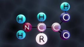 Video of Amino acid molecule, 3d render, Molecular structure of  amino acids 