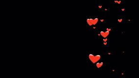 Heart confetti flow animation with alpha channel.Heart beat pattern social love icon.Happy valentine icon background animate