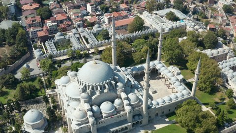 Suleymaniye Mosque wide View from above showing a huge temple in Istanbul