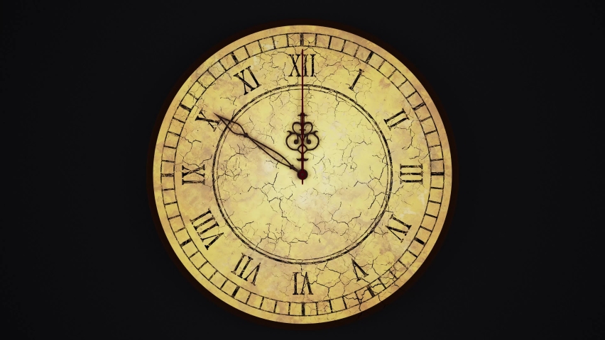 Old weathered down vintage clock. 4K 3D animation of a weathered down vintage clock - 10 second ticks | Shutterstock HD Video #1060342526