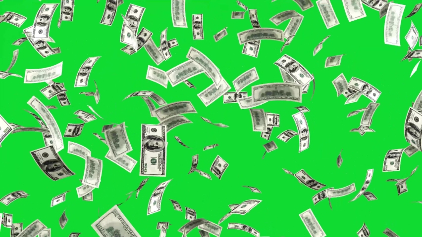 Hundred dollar bills falling from the sky - $100 dollar bills cash raining down on a chromakey green screen background Royalty-Free Stock Footage #1060342529