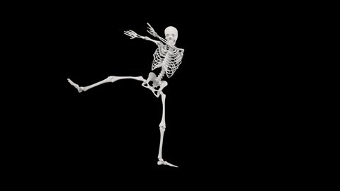 Skeleton dancing - 4k 3D seamless animation of a skeleton dancing - Halloween concept