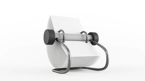Rolodex animation - Flipping and rolling pages of a rolodex style address book - 4K 3D seamless animation of a Rolodex Address Book flipping and turning pages