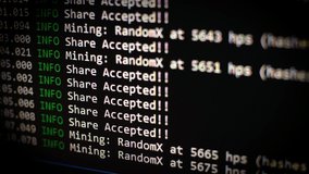 Mining Cryptocurrency process program on display PC. Display screen with cryptocurrency miner. Cryptocurrency mining on a computer screen. Share Accepted. Selective focus. - Powered by Shutterstock - Get 15% off with code: PIKWIZARD15