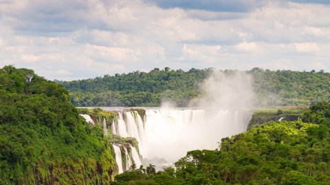 The beautiful and scenic Iguazu Falls on the border of Argentina and Brazil.