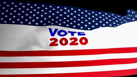 

Vote Presidential Election 2020 concept on waving USA flag, Looping Seamless 3D animation on black background, 4k Background can be use for campaign, banner or social media post
