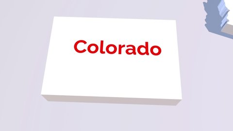 3d animated map showing the state of Colorado from the united state of america. 3d map of Colorado.