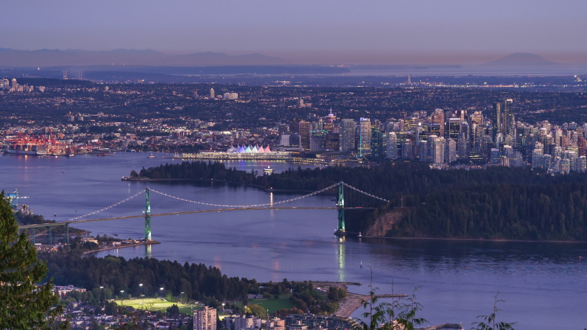 Bridge and buildings in Vancouver, British Columbia, Canada image ...