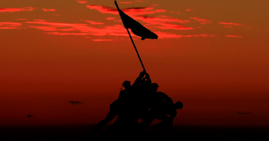 U.S. Marine Corps War Memorial Monument Cloudy Morning Sunrise Timelapse