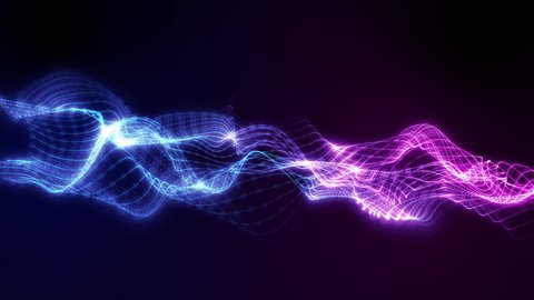 Electric power light energy line wave fabric motion blur, internet data online digital technology background, 3D futuristic iot neon vibrant light abstract cyber space artificial intelligence 