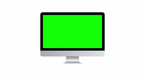 Monitor mockup with green screen isolated on white background. 4K animation with motion zoom effect