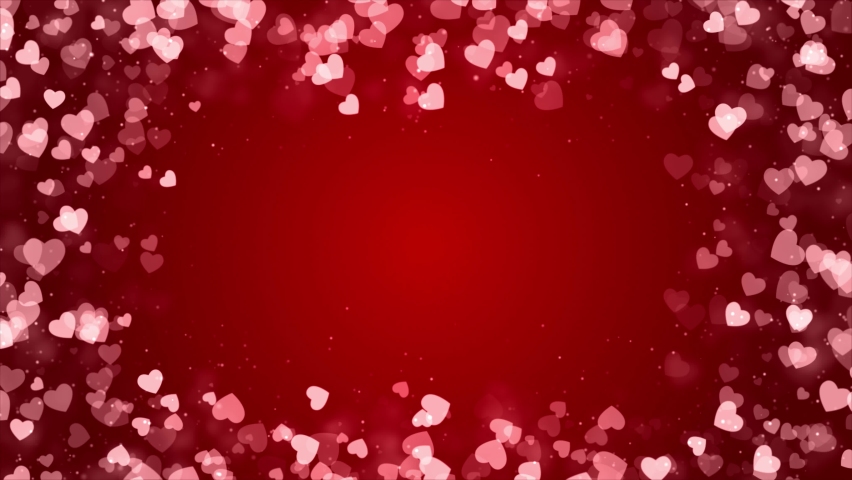Valentine's day Animated Frame of Red Hearts seamless loop Background. Greeting love frame of hearts. Festive border Decoration of bokeh, sparkles, hearts for Valentine's day Wedding Anniversary Royalty-Free Stock Footage #1060403360