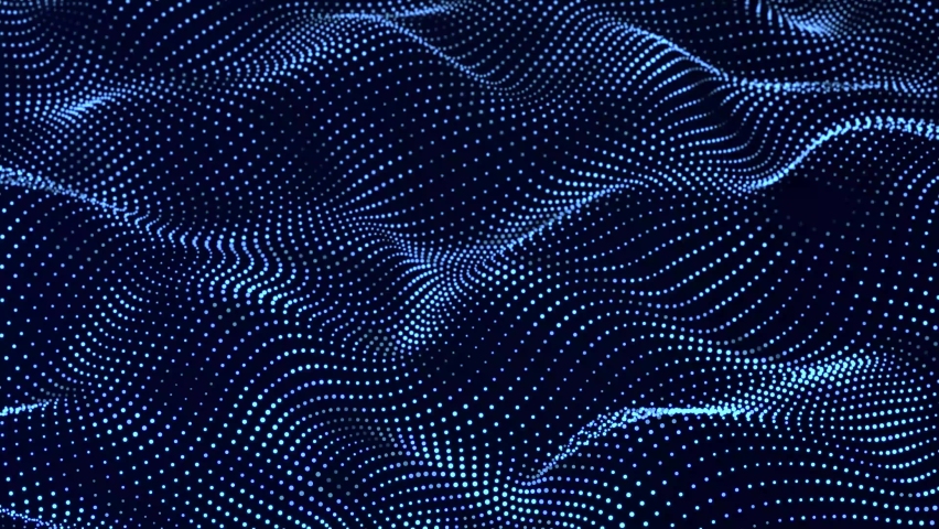 Dynamic wave of glowing particles. Digital technology background. 3d rendering. Seamless loop. 4k Royalty-Free Stock Footage #1060412314