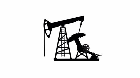 vector animation silhouette of an oil rig (pump rocking chair), in motion on a white background