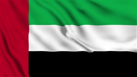 uae flag is waving 3D animation. United Arab emirates flag waving in the wind. National flag of UAE . Sign of dubai seamless loop animation.	
