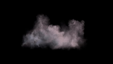 4k cloud loop. beautiful fast billowing cloud isolated on black background, light rays shining through, popular compositing element