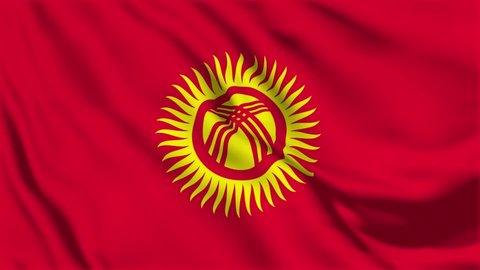 A beautiful view of Kyrgyzstan flag video. 3d flag waving video. Kyrgyzstan flag HD resolution. Kyrgyzstan flag Closeup Full HD video.	
