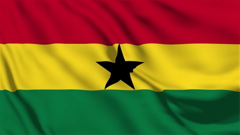 A beautiful view of Ghana flag video. 3d flag waving video. Ghana flag HD resolution. Ghana flag Closeup Full HD video.