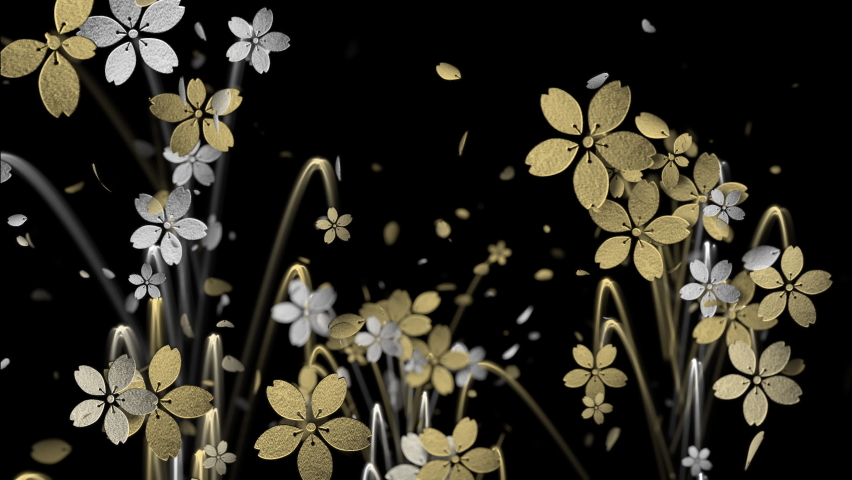 Blooming cherry blossoms _ gold and silver