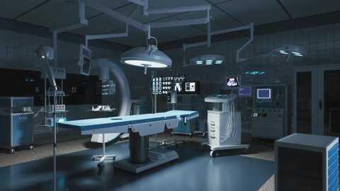 Empty operating room. Operating room with switched on light
