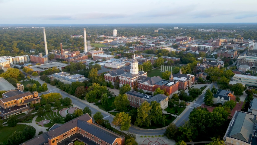 University Campus in Columbia, Missouri - Orbiting Aerial Drone View Royalty-Free Stock Footage #1060486927
