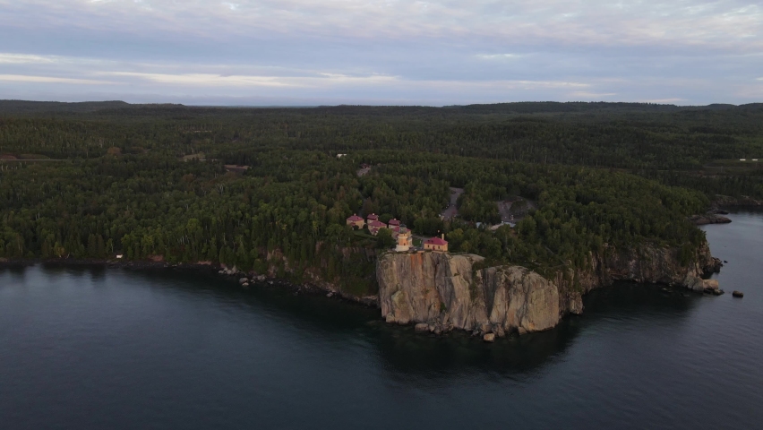 Splith rock lighthouse state park during a beautiful sunrise on the north shore minnesota, lake superior