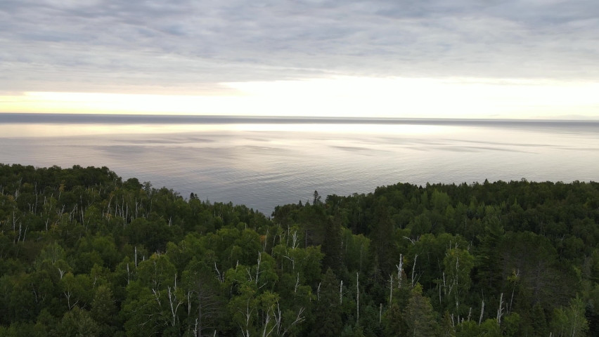 Aerial view of Lake Superior by North Shore Minnesota