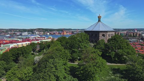 View Of Skansen Kronan, An Old Museum In The District Of Haga Of Gothenburg, Sweden - aerial drone