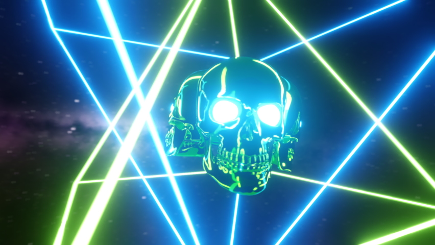 3d Rendering Neon Skulls for Halloween Background 4K | Shutterstock HD Video #1060492270