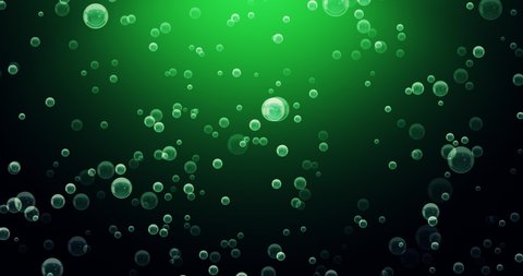 Effervescences bubbles green in green background, Loop