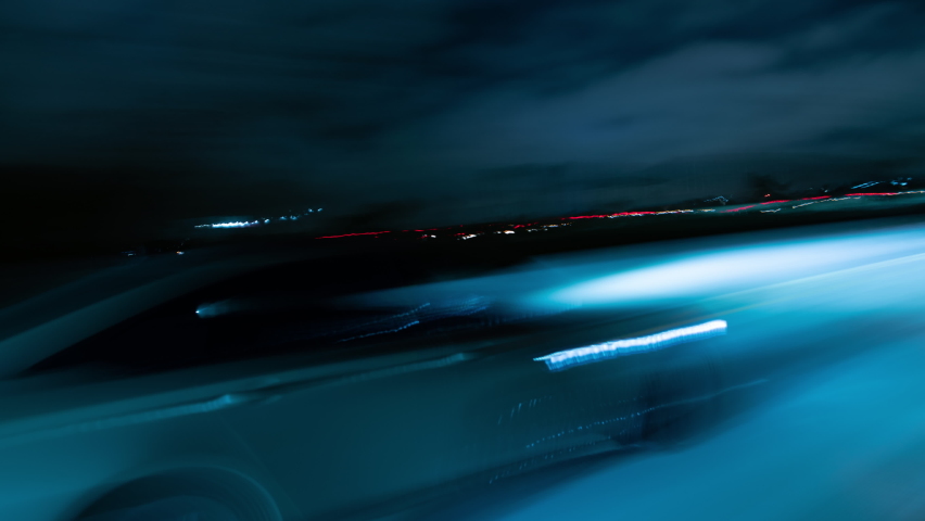 Los Angeles Downtown Night Driving Hyperlapse Light Streaks Side View L | Shutterstock HD Video #1060514509