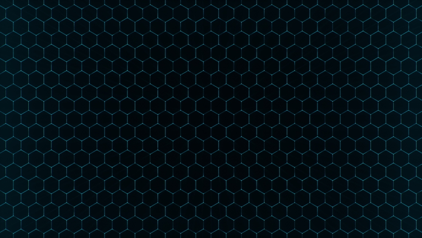 Abstract blue futuristic hexagons surface pattern, honeycomb with offset effect. Blue abstract glowing sci-fi background. Hexagonal wall moving in waves wit neon effect. Looped Seamless 3D Animation Royalty-Free Stock Footage #1060522027